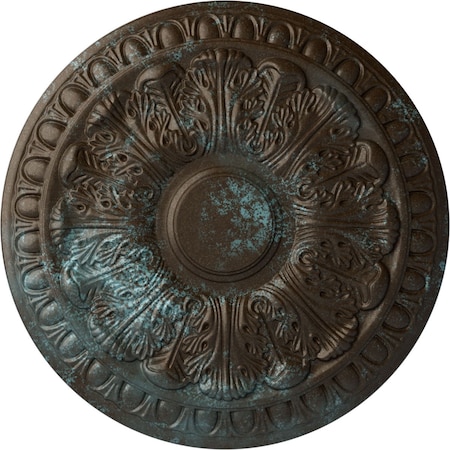 Ekena Millwork Colton Ceiling Medallion (Fits Canopies up to 4 3/4"), 15 3/4"OD x 1 1/2"P, Bronze Blue Patina CM15CNBBS